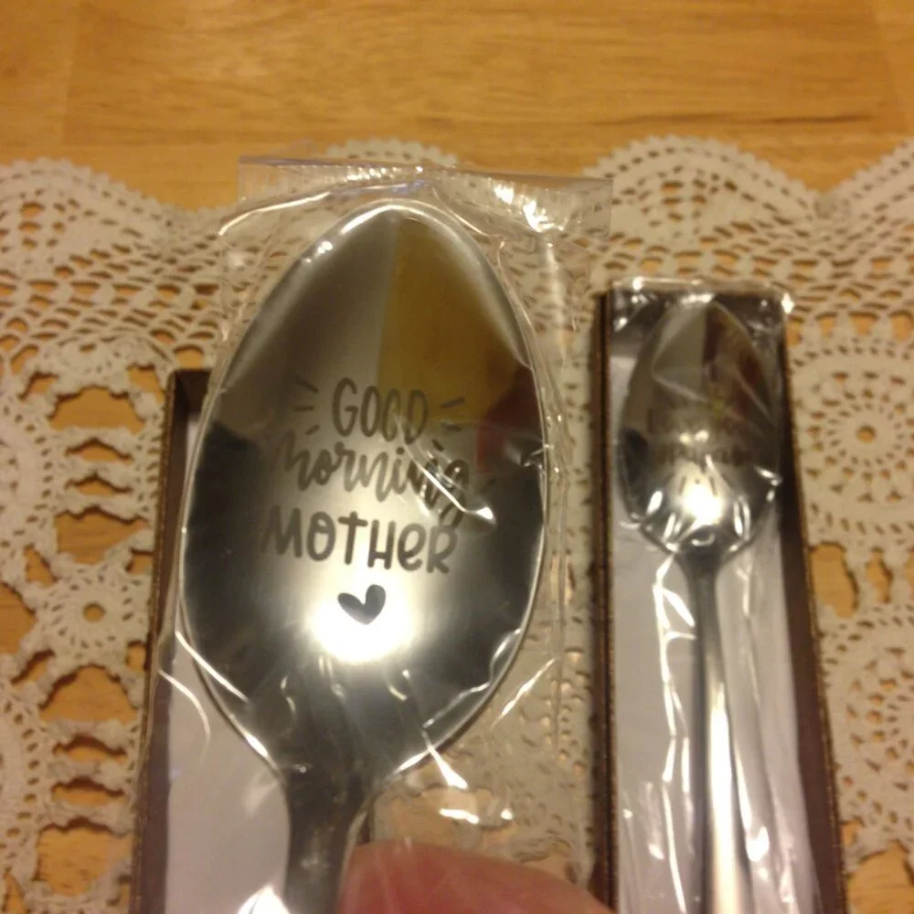 New inscribed stainless spoons in gift boxes